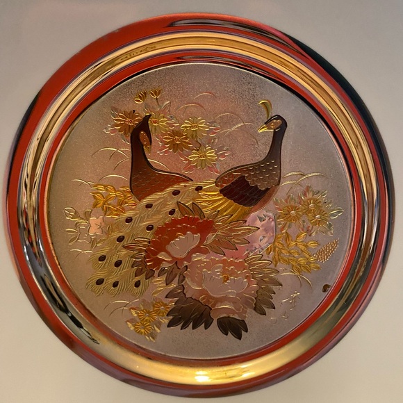 Super Nice 2 Peacock THE ART OF CHOKIN Japanese 24 KT Edged Collectors Plate - Picture 1 of 8
